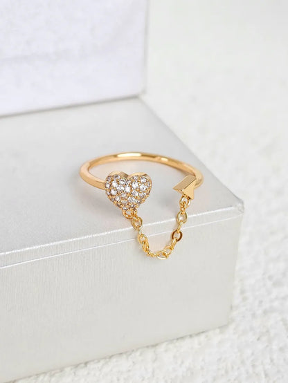 Wholesale Elegant Cross Heart Shape Copper Inlay K Gold Plated Zircon Open Rings