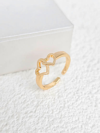 Wholesale Elegant Cross Heart Shape Copper Inlay K Gold Plated Zircon Open Rings