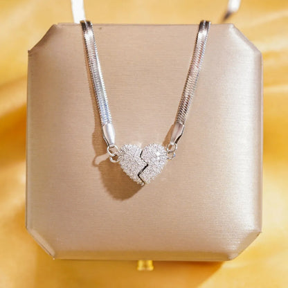 Wholesale Elegant Heart Shape 304 Stainless Steel Copper Plating Inlay 18K Gold Plated K Gold Plated Zircon Pendant Necklace