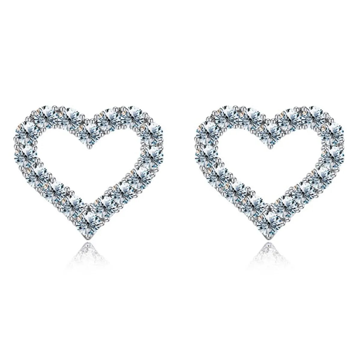 Wholesale Elegant Heart Shape Sterling Silver Plating Inlay Moissanite Ear Studs