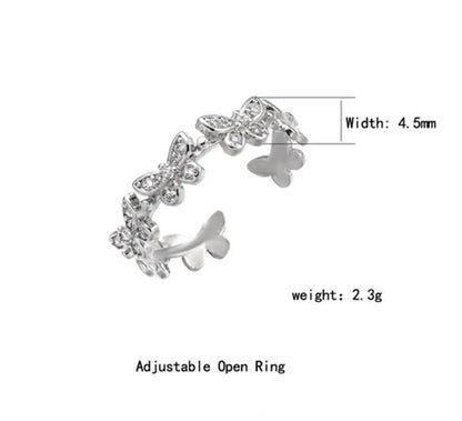 Wholesale Elegant Lady Classic Style Bow Knot Fish Tail Twist Brass Inlay White Gold Plated Rhinestones Zircon Open Rings