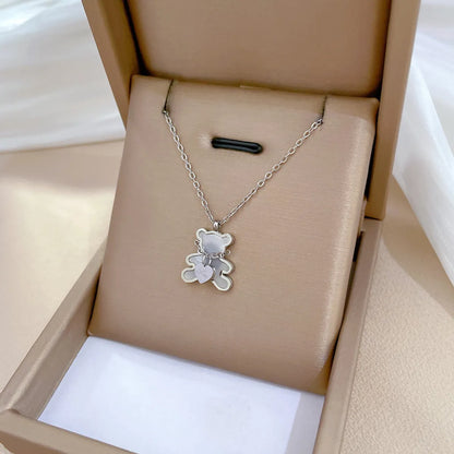 Elegant Lady Geometric Heart Shape Titanium Steel Plating Inlay Artificial Pearls Zircon Pendant Necklace