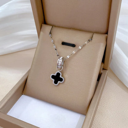 Elegant Lady Geometric Heart Shape Titanium Steel Plating Inlay Artificial Pearls Zircon Pendant Necklace