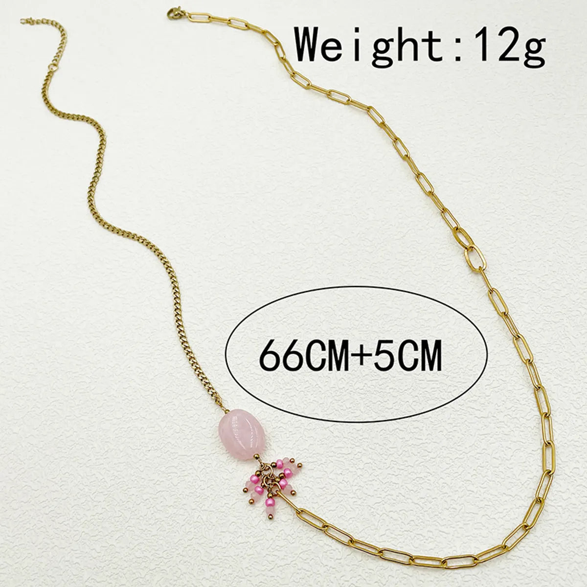 304 Stainless Steel Natural Stone Gold Plated Elegant Lady Plating Geometric Natural Stone Crystal Long Necklace