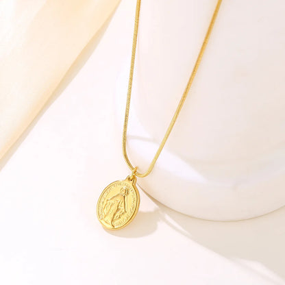 Wholesale Elegant Lady Oval Stainless Steel Plating 18k Gold Plated Pendant Necklace