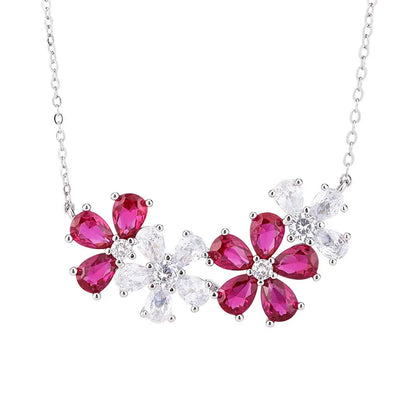 Wholesale Elegant Lady Streetwear Flower Copper Inlay Zircon Pendant Necklace