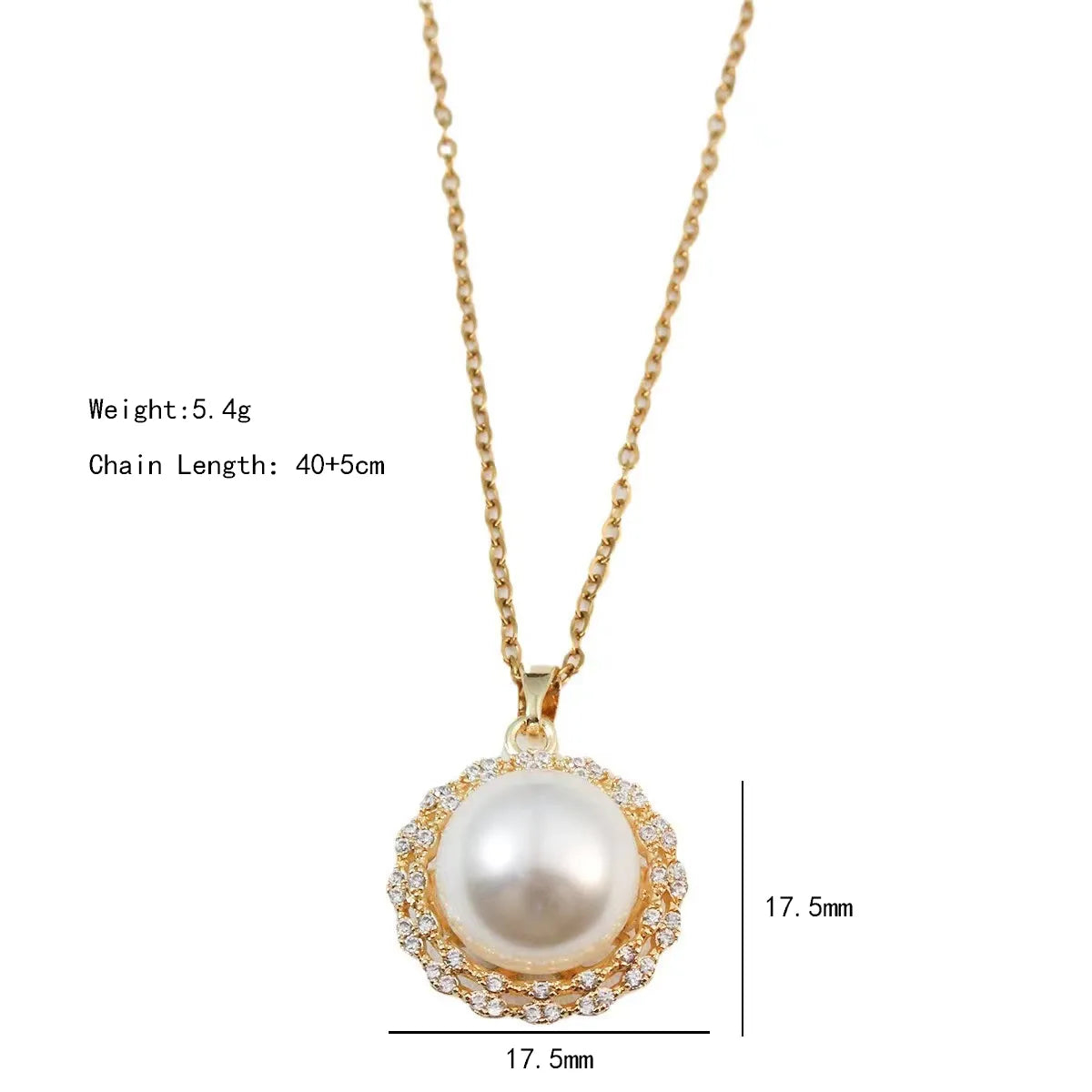 Wholesale Elegant Lady Streetwear Geometric 304 Stainless Steel Copper Hollow Out Inlay 18K Gold Plated K Gold Plated Artificial Pearls Zircon Pendant Necklace