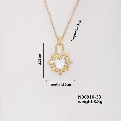 Wholesale Elegant Modern Style Korean Style Sun Heart Shape 304 Stainless Steel Copper Inlay K Gold Plated Zircon Pendant Necklace