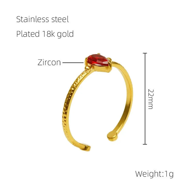 304 Stainless Steel 18K Gold Plated Elegant Retro Plating Inlay Geometric Zircon Open Rings