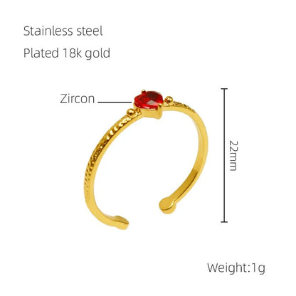 304 Stainless Steel 18K Gold Plated Elegant Retro Plating Inlay Geometric Zircon Open Rings