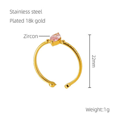 304 Stainless Steel 18K Gold Plated Elegant Retro Plating Inlay Geometric Zircon Open Rings