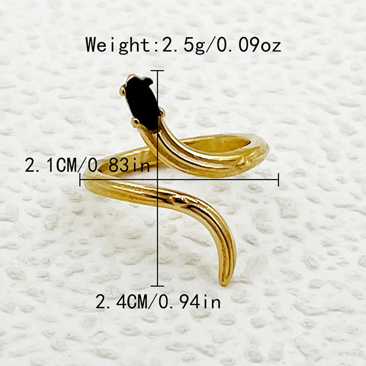 Elegant Retro Simple Style Snake Stainless Steel Plating Inlay Zircon Gold Plated Open Rings