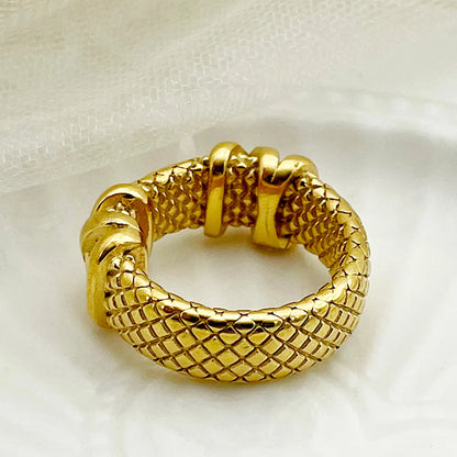 Elegant Roman Style Commute Snakeskin Stainless Steel Plating Gold Plated Rings