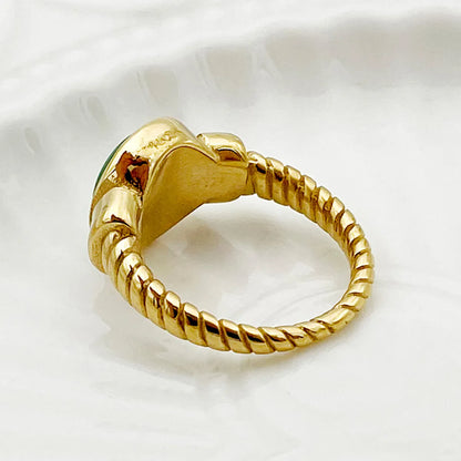 304 Stainless Steel Gold Plated Elegant Roman Style Commute Plating Inlay Solid Color Gem Rings