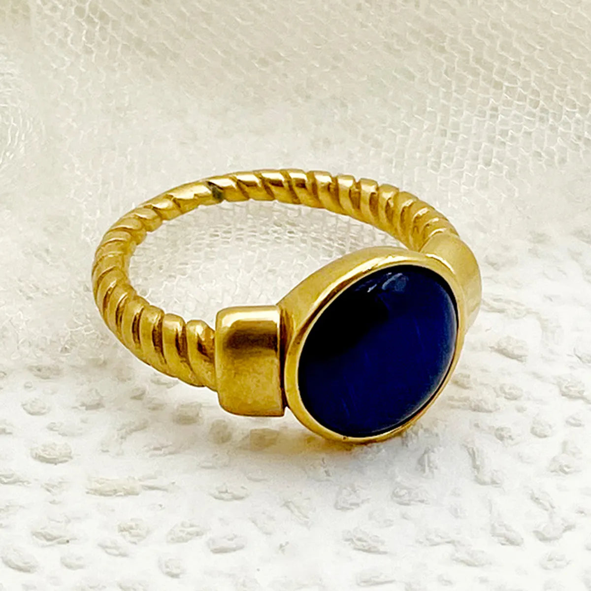 304 Stainless Steel Gold Plated Elegant Roman Style Commute Plating Inlay Solid Color Gem Rings