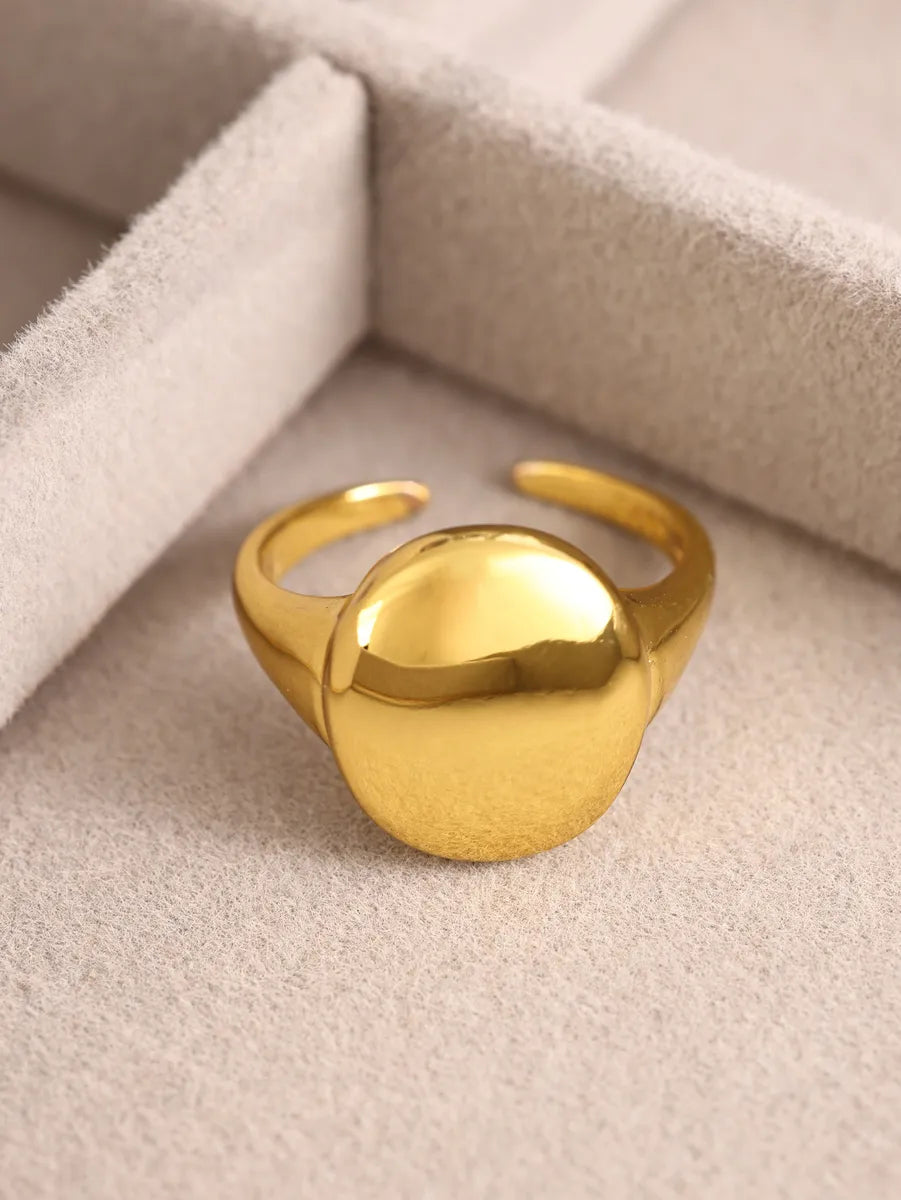 Wholesale Elegant Round Solid Color Copper Plating 18k Gold Plated Open Rings