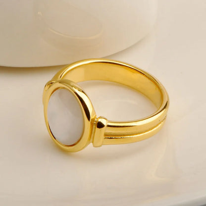 Wholesale Elegant Round Titanium Steel 18k Gold Plated Shell Rings