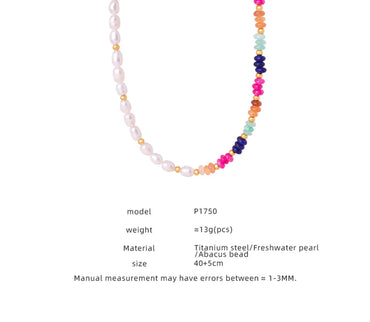 Wholesale Elegant Simple Style Colorful Freshwater Pearl Titanium Steel Beaded Plating 18k Gold Plated Necklace