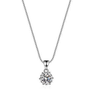 Elegant Simple Style Heart Shape Crown Sterling Silver Plating Inlay Moissanite Pendant Necklace