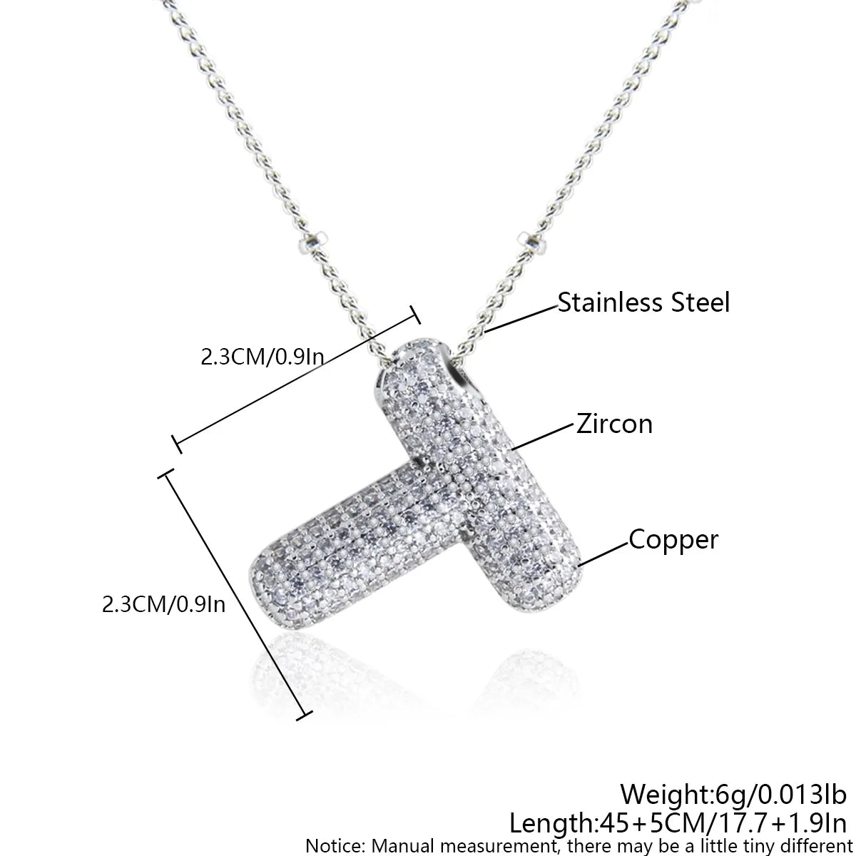 Wholesale Elegant Simple Style Letter 304 Stainless Steel Copper Plating Inlay White Gold Plated Zircon Pendant Necklace