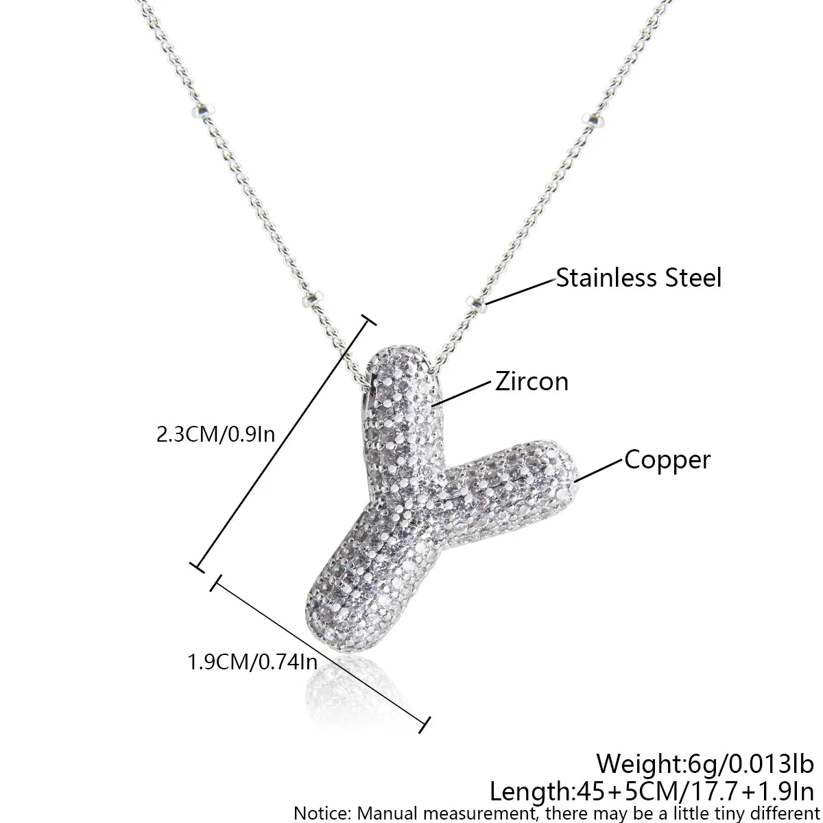 Wholesale Elegant Simple Style Letter 304 Stainless Steel Copper Plating Inlay White Gold Plated Zircon Pendant Necklace