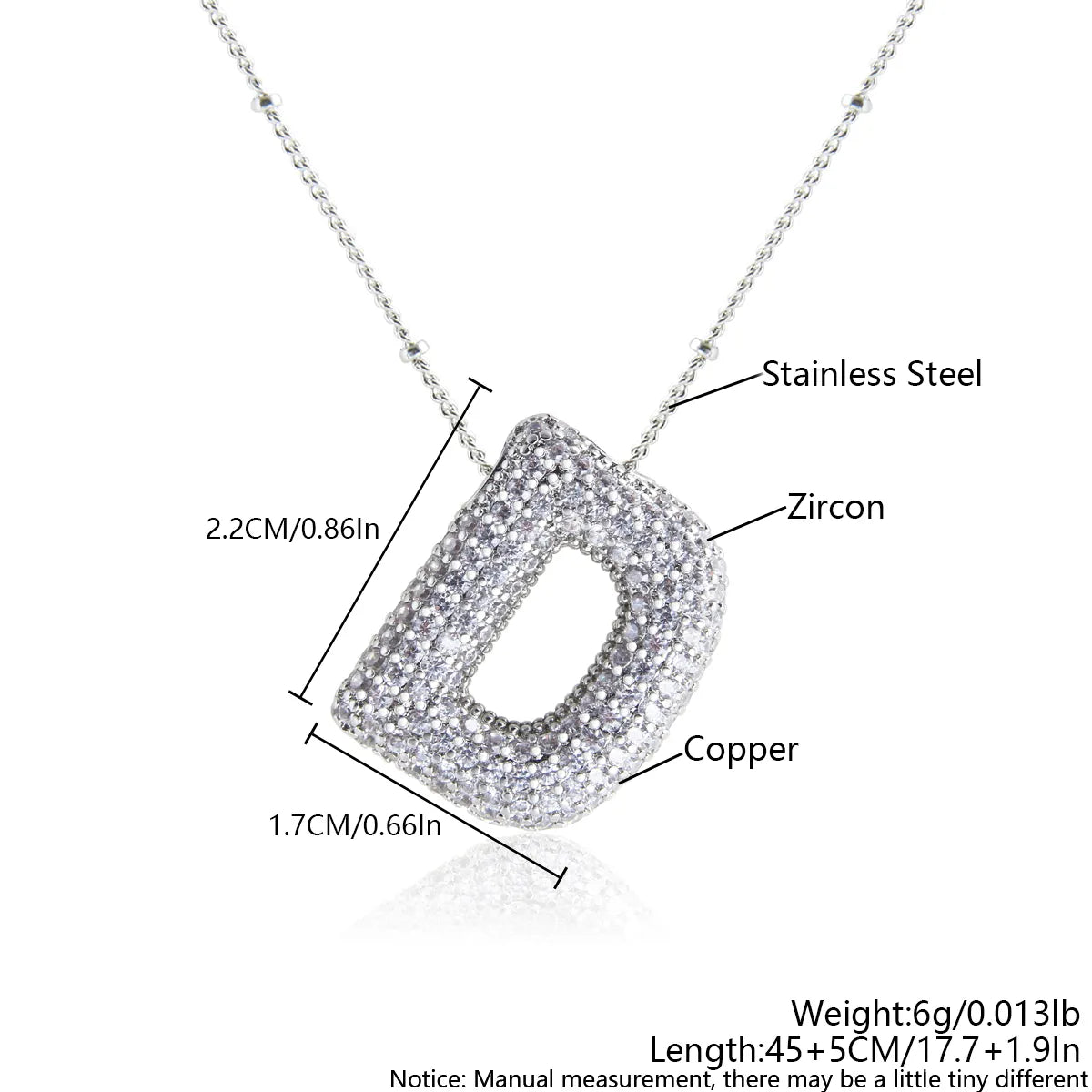 Wholesale Elegant Simple Style Letter 304 Stainless Steel Copper Plating Inlay White Gold Plated Zircon Pendant Necklace