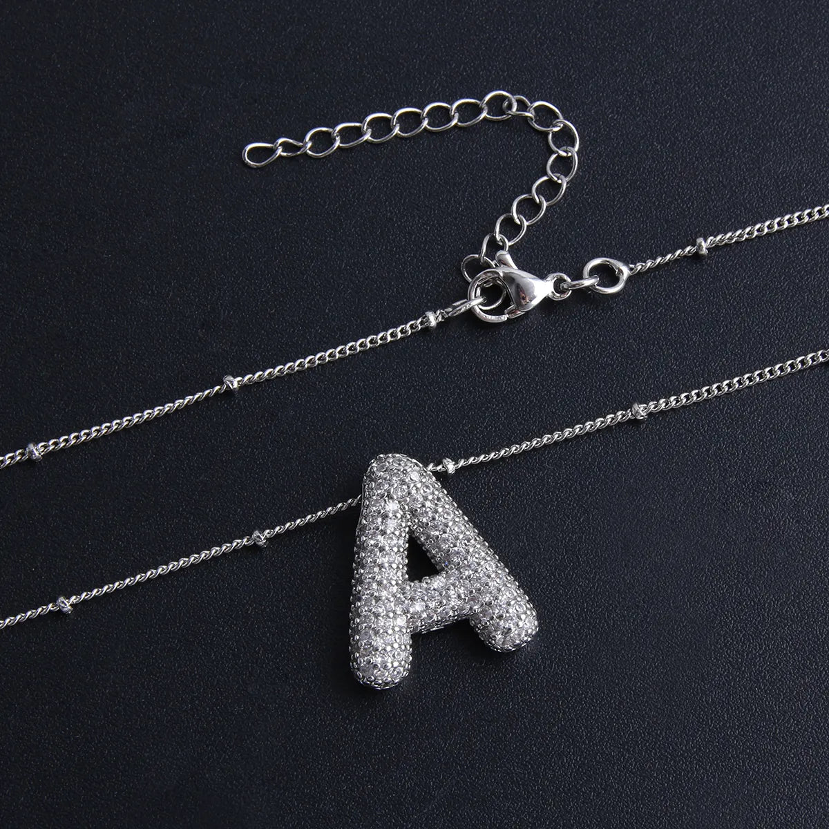 Wholesale Elegant Simple Style Letter 304 Stainless Steel Copper Plating Inlay White Gold Plated Zircon Pendant Necklace