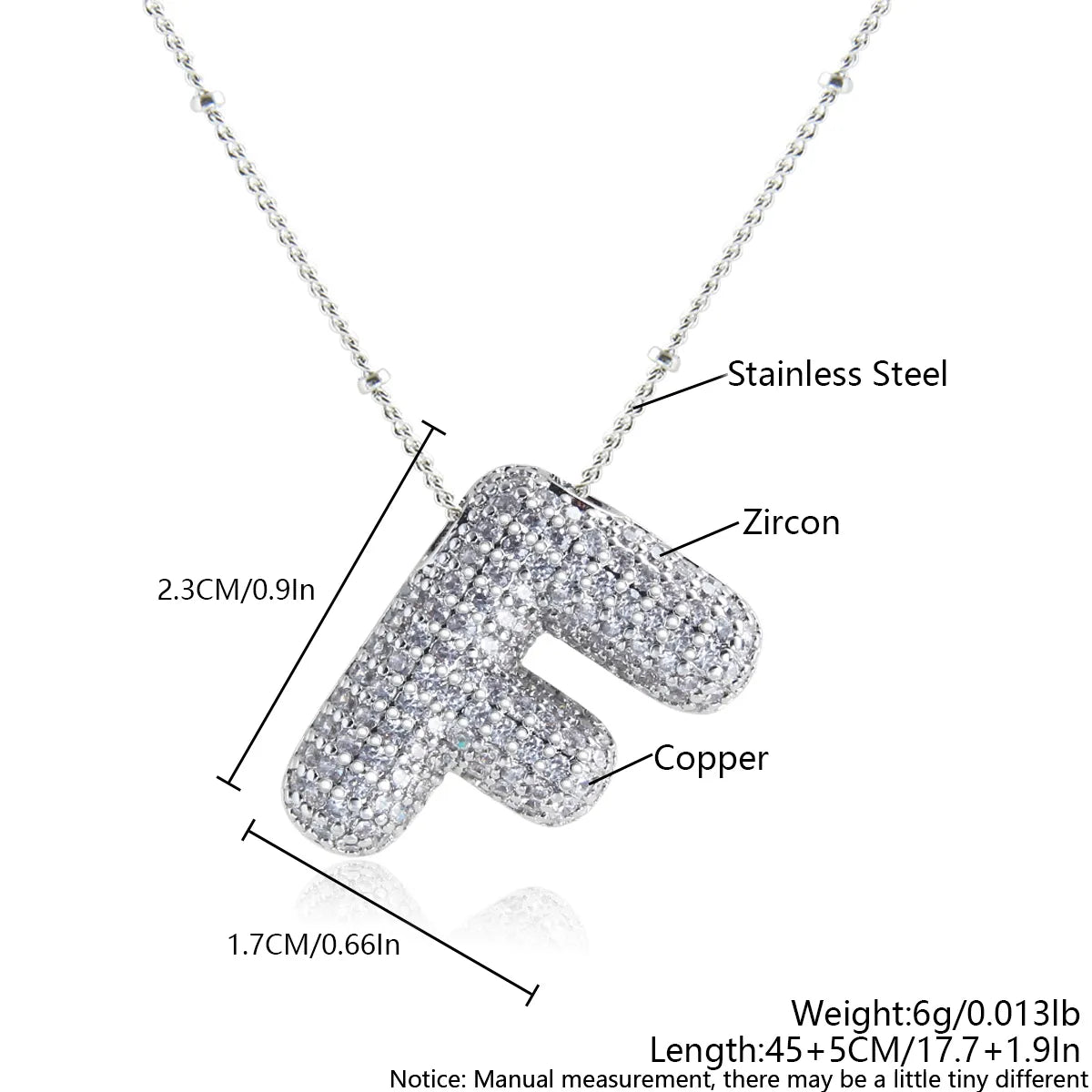 Wholesale Elegant Simple Style Letter 304 Stainless Steel Copper Plating Inlay White Gold Plated Zircon Pendant Necklace