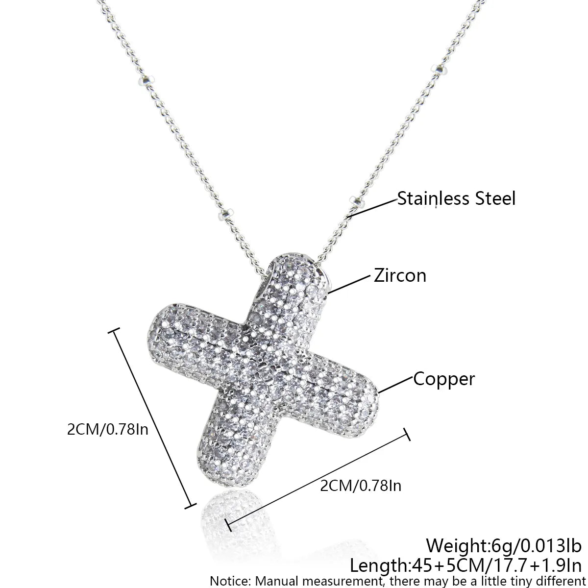 Wholesale Elegant Simple Style Letter 304 Stainless Steel Copper Plating Inlay White Gold Plated Zircon Pendant Necklace