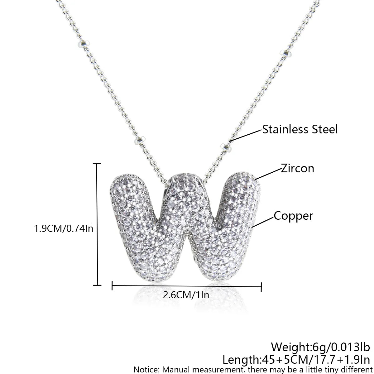 Wholesale Elegant Simple Style Letter 304 Stainless Steel Copper Plating Inlay White Gold Plated Zircon Pendant Necklace