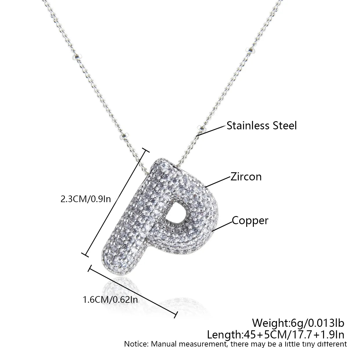 Wholesale Elegant Simple Style Letter 304 Stainless Steel Copper Plating Inlay White Gold Plated Zircon Pendant Necklace