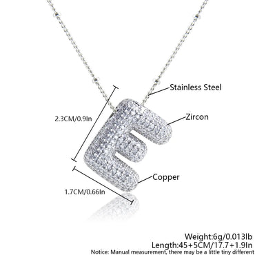 Wholesale Elegant Simple Style Letter 304 Stainless Steel Copper Plating Inlay White Gold Plated Zircon Pendant Necklace