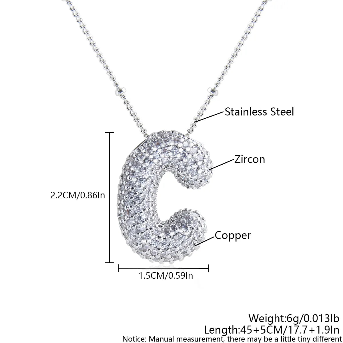 Wholesale Elegant Simple Style Letter 304 Stainless Steel Copper Plating Inlay White Gold Plated Zircon Pendant Necklace