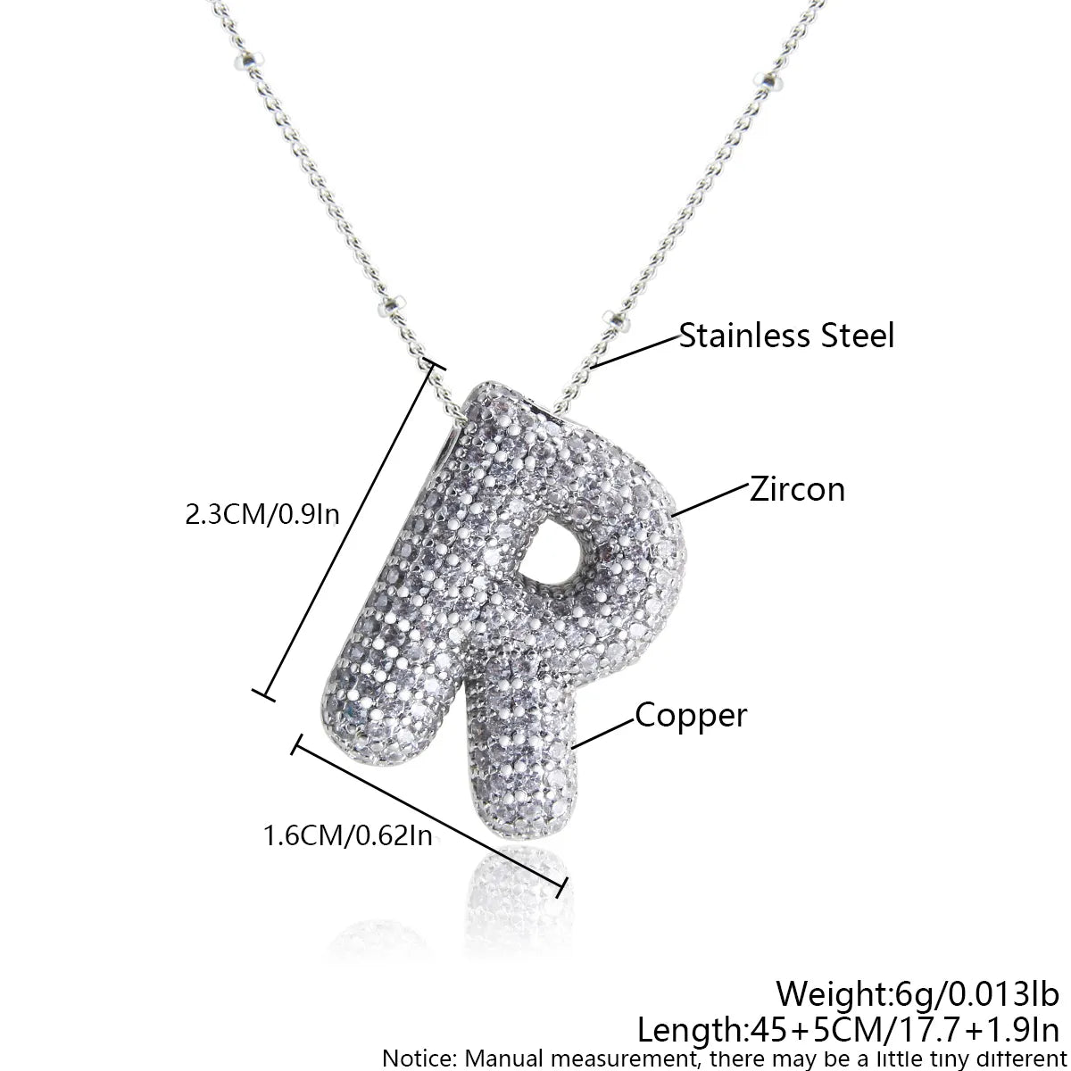 Wholesale Elegant Simple Style Letter 304 Stainless Steel Copper Plating Inlay White Gold Plated Zircon Pendant Necklace