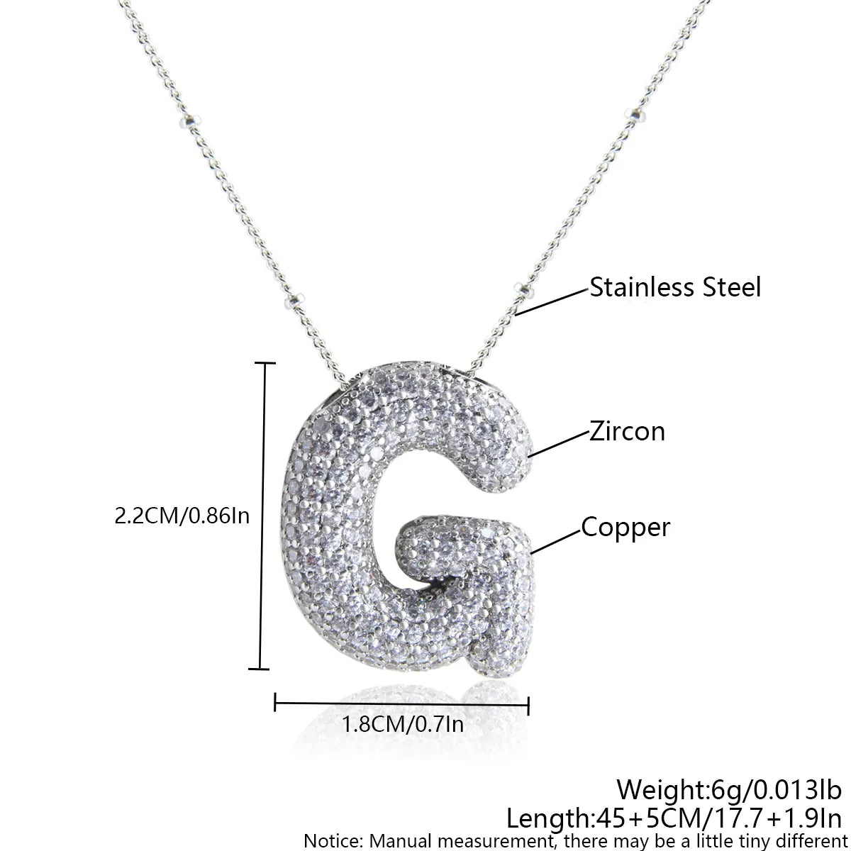 Wholesale Elegant Simple Style Letter 304 Stainless Steel Copper Plating Inlay White Gold Plated Zircon Pendant Necklace