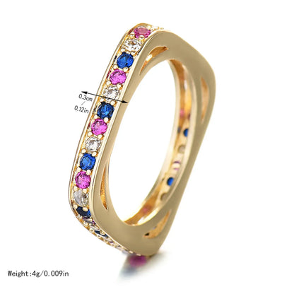 Wholesale Elegant Simple Style Round Square Copper Plating Inlay Zircon Rings