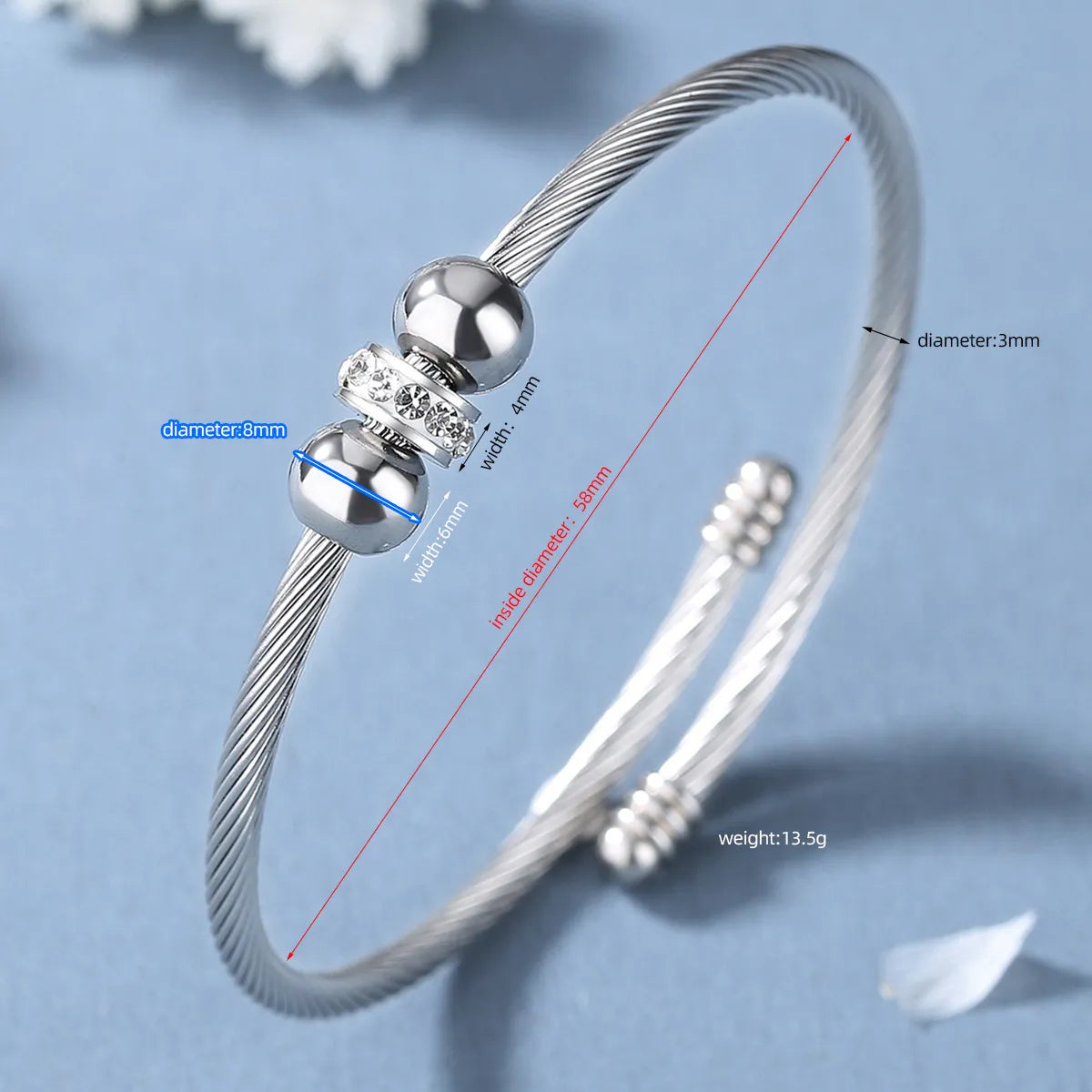 Elegant Simple Style Round Titanium Steel Polishing Plating Inlay Zircon 18k Gold Plated Bangle