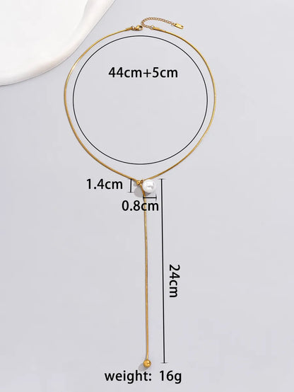 Elegant Simple Style Solid Color Titanium Steel Plating 18k Gold Plated Gold Plated Pendant Necklace