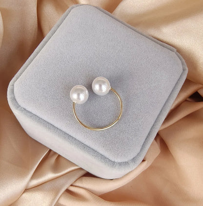 Wholesale Elegant Simple Style U Shape Imitation Pearl Copper Plating Rings