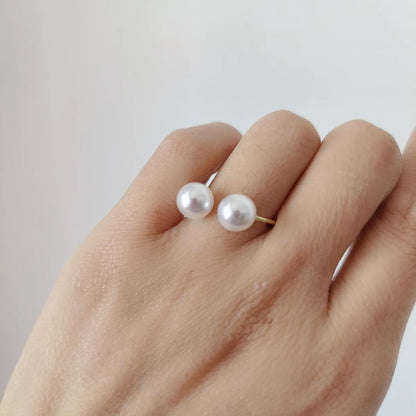 Wholesale Elegant Simple Style U Shape Imitation Pearl Copper Plating Rings