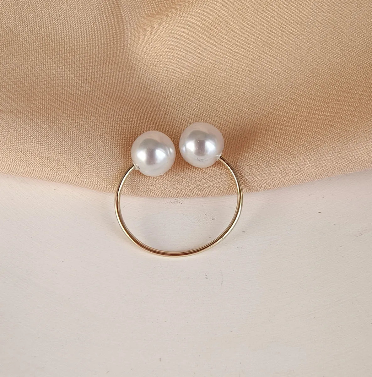 Wholesale Elegant Simple Style U Shape Imitation Pearl Copper Plating Rings