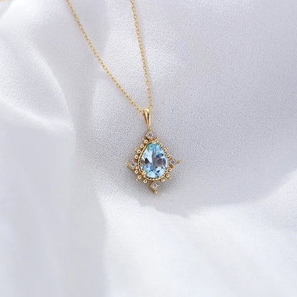 Wholesale Elegant Simple Style Water Droplets Sterling Silver Inlay Artificial Gemstones Zircon Pendant Necklace