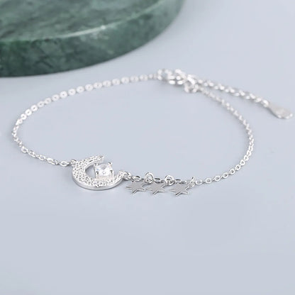 Wholesale Elegant Star Moon Sterling Silver Zircon Bracelets