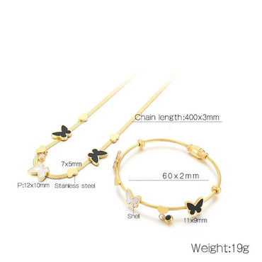 Wholesale Elegant Streetwear Butterfly Stainless Steel Titanium Steel Epoxy Bracelets Necklace