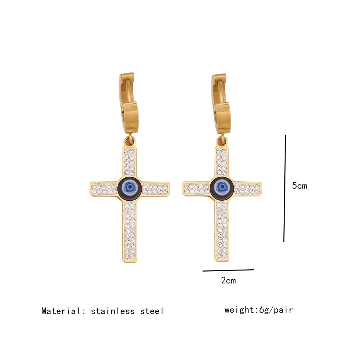 Wholesale Elegant Streetwear Cross Eye Stainless Steel Plating Bracelets Earrings Necklace