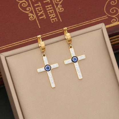 Wholesale Elegant Streetwear Cross Eye Stainless Steel Plating Bracelets Earrings Necklace