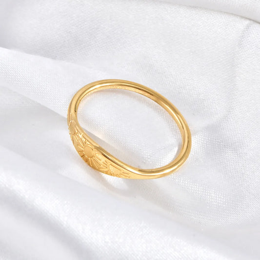 Wholesale Jewelry Elegant Sun Stainless Steel 18K Gold Plated Plating Rings