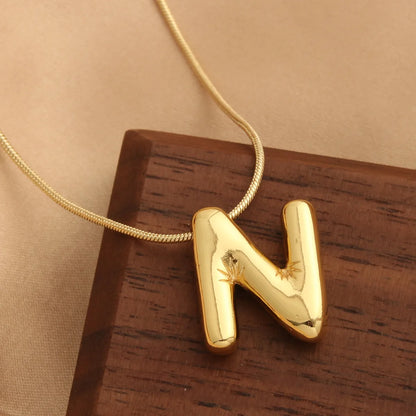 Wholesale Elegant Vacation Simple Style Letter Copper Plating 18K Gold Plated Gold Plated Pendant Necklace