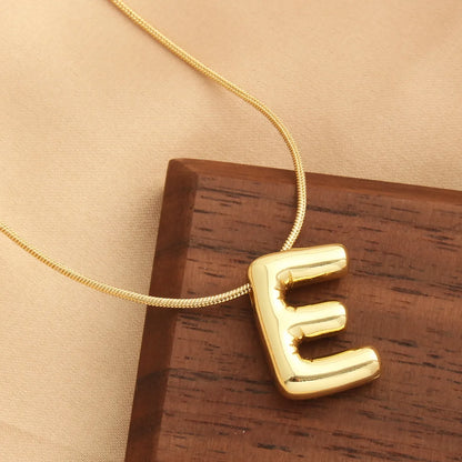 Wholesale Elegant Vacation Simple Style Letter Copper Plating 18K Gold Plated Gold Plated Pendant Necklace