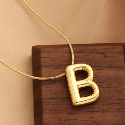 Wholesale Elegant Vacation Simple Style Letter Copper Plating 18K Gold Plated Gold Plated Pendant Necklace